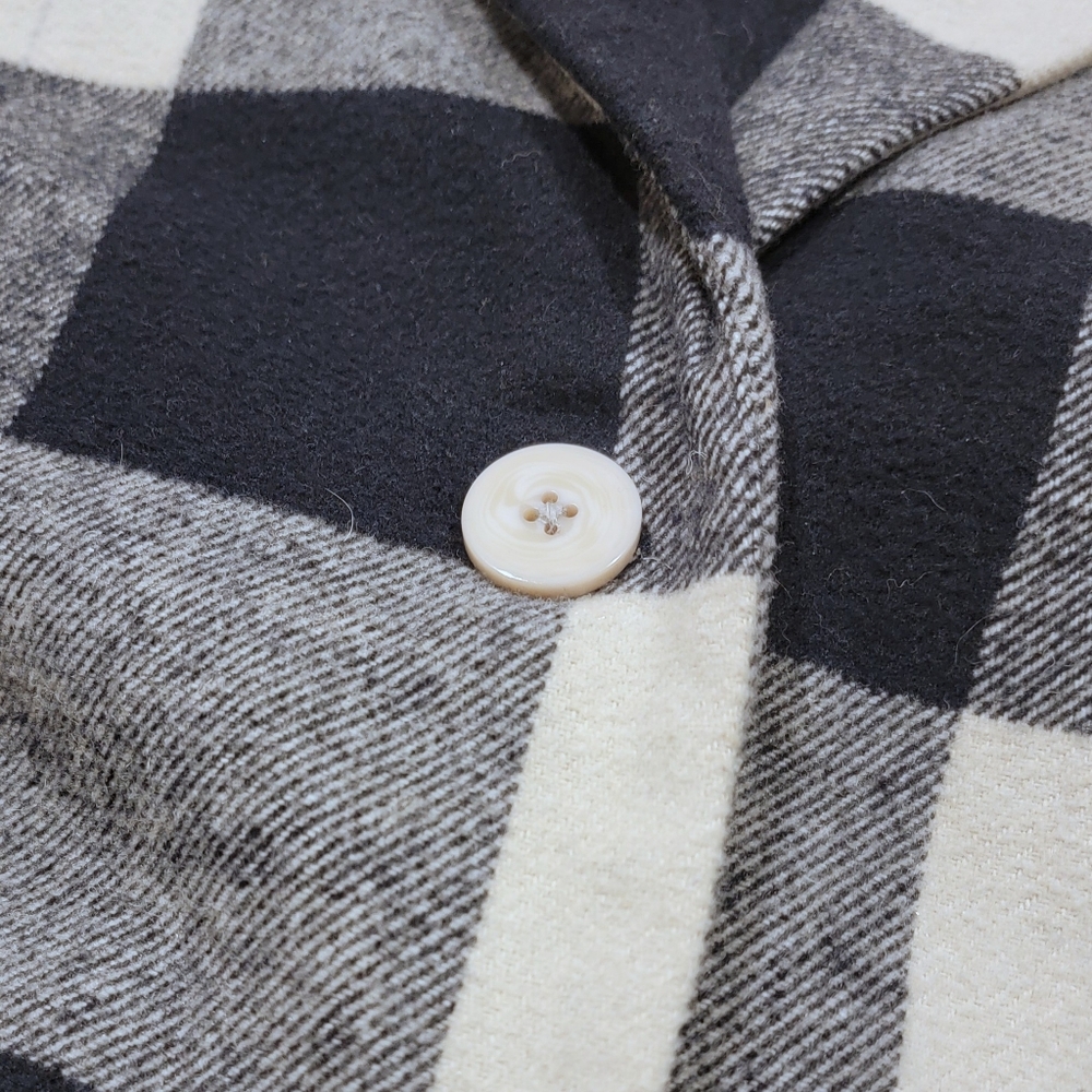 Splendid Women's Navy White Plaid Gingham Blazer Jacket Coat Warm Size Large - Picture 6 of 6